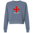 The SF CDME Rugby Women's Garment-Dyed Mid-Length Crewneck Sweatshirt by EMB S&S Activewear features a blue relaxed fit with a prominent red cross emblem and "CDME RUGBY" text on the front.