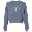 Introducing the New Saint Andrews College Women’s Garment-Dyed Mid-Length Crewneck Sweatshirt by EMB S&S Activewear—a blue heavyweight fleece sweatshirt designed with a mid-length silhouette. This stylish and comfortable everyday crewneck features “New Saint Andrews RFC 1994” and a white crest printed on the front.
