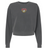 The RVA T.R.C. Women’s Garment-Dyed Mid-Length Crewneck Sweatshirt by EMB S&S Activewear is a dark gray heavyweight fleece featuring long sleeves and a small “RVA TRG RICHMOND” logo in red, yellow, and white on the chest.