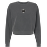 Charcoal grey heavyweight fleece ICRON Women’s Garment-Dyed Mid-Length Crewneck Sweatshirt with an “ICRON” shield logo on the chest.