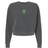 Dark gray garment-dyed Rock Rugby Women’s Garment-Dyed Mid-Length Crewneck Sweatshirt featuring a green “Rock Rugby Lions” shield graphic on the chest.