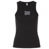 Certainly! Here’s the revised sentence using your product data: The Valley Panthers Girls Rugby Women’s Baby Rib Tank by EMB S&S Activewear is a black classic-style sleeveless top, featuring comfortable stretch-fit fabric for everyday wear. A bold “Valley Panthers” logo in purple and white adorns the chest.