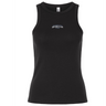 The South Orange County Raptors Women’s Baby Rib Tank by EMB S&S Activewear features a black stretch-fit design with a high neckline and small white “Raptors Rugby” text on the chest. It is shown against a plain white background.