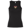 The EMB S&S Activewear RVA T.R.C. Women’s Baby Rib Tank is a black, sleeveless stretch-fit top featuring “RVA” and “RICHMOND” text above a yellow basketball graphic printed on the front center, delivering a classic style ideal for any fan.