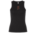 Aging Alabama Rugby Players Women’s Baby Rib Tank in black featuring an embroidered Alabama state outline with a figure holding a hockey stick and the text “MHS.”.