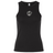 Black ICRON Women’s Baby Rib Tank with a stretch-fit, featuring a chest shield logo with a football icon and the text “ICRON.”