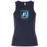 The EMB S&S Activewear Minneapolis Mayhem Rugby Women’s Baby Rib Tank is a navy blue sleeveless top featuring the Minneapolis Mayhem Rugby logo in white, blue, and black on the chest.