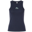Dark navy University of New Hampshire Women’s Baby Rib Tank featuring a small “Men’s Rugby” graphic and wildcat logo on the chest.