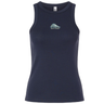 Dark navy University of New Hampshire Women’s Baby Rib Tank featuring a small “Men’s Rugby” graphic and wildcat logo on the chest.