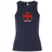 Introducing the SF CDME Rugby Women's Baby Rib Tank by EMB S&S Activewear—a navy blue stretch-fit tank featuring a red cross emblem and “COME RUGBY” printed beneath the design on the chest, seamlessly combining classic style with modern comfort.