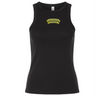 The Winchester Cannons Women’s Baby Rib Tank by EMB S&S Activewear is a black, sleeveless stretch-fit tank top featuring a small yellow “Winchester Cannons” logo on the upper left chest. This classic women’s style is shown against a plain white background.
