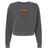 Charcoal gray women’s garment-dyed mid-length crewneck sweatshirt from EMB S&S Activewear, featuring “Potomac Exiles Rugby” in yellow and red text centered on the chest.