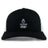 The Austin Huns Youth Rugby Retro Trucker Cap by EMB S&S Activewear features an embroidered helmeted face and "Huns Youth Rugby" on the front, with a black and white design and adjustable snapback closure for a classic fit.