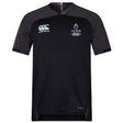 The Austin Huns Youth Rugby Vapodri Evader Jersey by EMB Canterbury is a black, moisture-wicking jersey with grey shoulders, featuring the Canterbury logo and Huns Youth Rugby crest on the chest.