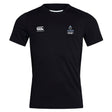The Austin Huns Youth Rugby Club Dry Tee by EMB Canterbury is a black short-sleeve athletic shirt with Vapodri Technology, featuring the Canterbury logo left and Huns Youth Rugby emblem right—perfect for active young players.