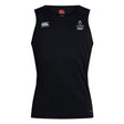 The Austin Huns Youth Rugby Club Dry Singlet by Canterbury is a sleeveless black top featuring Huns Youth Rugby logos on the chest, crafted with EMB Canterbury’s Vapodri Technology for high-performance athletic wear.
