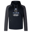 The Austin Huns Youth Rugby Elite Training Hoody by WRS Canterbury features “Huns Youth Rugby” text and a Norse helmet logo—ideal custom sportswear for top performance on or off the field.