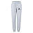 The Austin Huns Youth Rugby Women's Leisure Sweatpant by EMB Canterbury features light gray fabric, a drawstring waist, elastic cuffs, and a "Huns Hockey" logo on the left thigh—ideal sporty comfort inspired by classic Canterbury style.