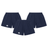 The Canterbury Yokohama Short 3-Pack Bundle includes three navy blue rugby shorts with elastic waists and white Canterbury logos on the lower left legs, all from Bundle—ideal as a rugby shorts bundle.