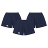 The Canterbury Yokohama Short 3-Pack Bundle includes three navy blue rugby shorts with elastic waists and white Canterbury logos on the lower left legs, all from Bundle—ideal as a rugby shorts bundle.