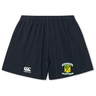 Navy blue EMB Canterbury rugby shorts with a Blackthorn RFC Yokohama Short emblem on the left leg and the EMB Canterbury logo on the right, crafted from durable fabric.