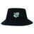 The Zionsville Rugby Club Crusher Bucket Cap by EMB S&S Activewear is a black cotton twill hat with the team logo and "EST. 2003" in green and white on the front—perfect for showing pride and sun protection.