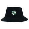 The Zionsville Rugby Club Crusher Bucket Cap by EMB S&S Activewear is a black cotton twill hat with the team logo and "EST. 2003" in green and white on the front—perfect for showing pride and sun protection.