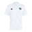 The Zionsville Rugby Club Club Dry Polo by EMB Canterbury features short sleeves, a white design with a green crest on the left chest, black Canterbury logo on the right, and Vapodri Technology for cool, comfortable breathability.