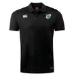 The Zionsville Rugby Club Club Dry Polo by Canterbury features a breathable black design, collar, and Vapodri Technology for cool comfort, with EMB Canterbury branding and club logos on the chest.