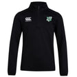 The Zionsville Rugby Club 1/4 Zip Mid Layer Training Top by EMB Canterbury is black with a white Canterbury logo on the right chest and a green and white CCC Club crest on the left chest.