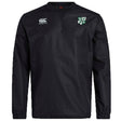 The Zionsville Rugby Club Vaposhield Contact Top by EMB Canterbury is a black long-sleeve top featuring the Canterbury logo on the right chest and a green and white club crest on the left, ideal for training sessions.
