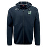 The Zionsville Rugby Club Tempo Vapodri Full-Zip Hoodie by EMB Canterbury features a hood, two drawstrings, and two chest badges—a logo and club crest. Its moisture-wicking fabric keeps you comfortable on the go.