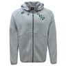 The Zionsville Rugby Club Tempo Vapodri Full-Zip Hoodie by EMB Canterbury features a moisture-wicking design, zip-up front, hood, two pockets, green and white crest on the left chest, and black and white Canterbury logo on the right.