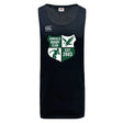 The Zionsville Rugby Club Tempo Vapodri Singlet by WRS Canterbury is a black recycled polyester jersey featuring the Canterbury logo and a green and white Zionsville crest with "Est. 2003" on the chest.
