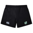 The Zionsville Rugby Club Women's Yokohama Short by EMB Canterbury features the Canterbury logo on the left leg and a green and white embroidered patch on the right, ideal for women's rugby fans.