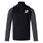 The Zionsville Rugby Club Elite First Layer by EMB Canterbury is a black long-sleeve quarter-zip pullover with dark gray sleeves, VapoDri tech for moisture control, and a green and white embroidered logo on the left chest.
