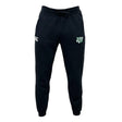 The Zionsville Rugby Club Leisure Sweatpant by EMB Canterbury features a drawstring waist, soft recycled polyester fleece, a white embroidered logo on the left thigh, and a green shield emblem on the right thigh.