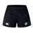 The Zionsville Rugby Club Women's Advantage Short 2.0 by EMB Canterbury features a white logo on the left leg and a green, white, and black shield emblem on the right—sustainable athletic shorts for women seeking style and performance.