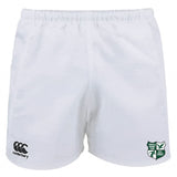 The Zionsville Rugby Club Advantage Rugby Shorts by EMB Canterbury feature an elastic waistband, Canterbury logo on the left leg, and Zionsville Rugby Club crest on the right for comfort and durability in every game.