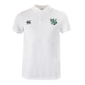 The Zionsville Rugby Club Waimak Polo by EMB Canterbury is a white men’s short-sleeve polo with a green and black crest on the left chest and the Canterbury logo on the right, ideal as a classic rugby polo.