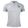 The Zionsville Rugby Club Waimak Polo by EMB Canterbury is a light grey short-sleeve collared men's polo with two embroidered chest logos—a stylish and classic piece for versatile wear.