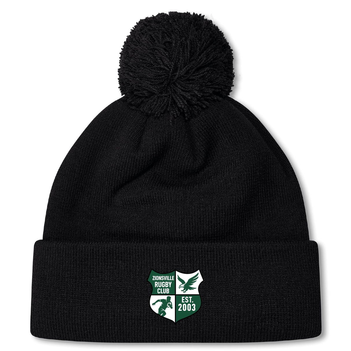 Stay warm in the Zionsville Rugby Club Pom Pom Beanie by Canterbury, featuring a fleece lining, stylish pom-pom, and club logo patch on the cuff. From EMB Canterbury—perfect for rugby fans!.