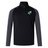 The Zionsville Rugby Women's Elite First Layer by Canterbury, from EMB Canterbury, is a black and dark gray long-sleeve pullover with a quarter zip. Made from honeycomb fabric with VapoDri technology, it features a crest logo on the left chest for added sophistication.
