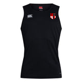 Stay at the top of your game with the Amoskeag Rugby Club Club Dry Singlet by EMB Canterbury. This black sleeveless sports top features Vapodri Technology for ultimate comfort and an iconic logo with a red shield and black and white accents. Ideal for athletic wear or as a stylish statement piece.
