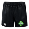 A Holy Trinity Rugby Canterbury Advantage Rugby Short with a green logo on it.