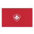 A Rugby Canada Red Flag with a white PF LIC logo, made of polyester and featuring iron grommets.