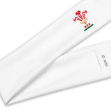 Folded, white headband with a single, colorful WRU logo on front.
