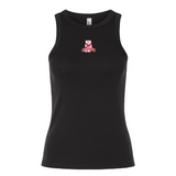 Show your team pride in the EMB S&S Activewear Women's Alabama Rugby Alliance Baby Rib Tank—a black sleeveless top with a bold red and white logo at the chest, perfect for sporty style and Alabama Rugby fans.