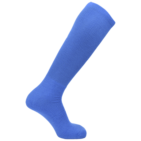 A single blue WRS Knee-High Rugby Sock by PEARSOX displayed vertically on a white background, featuring an athletic fit for optimal performance.