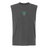 The EMB S&S Activewear Birmingham Rugby Unisex Muscle Tee is a sleeveless, dark gray garment-dyed cotton top featuring a small green and white triangular emblem on the chest, shown on a plain white background.